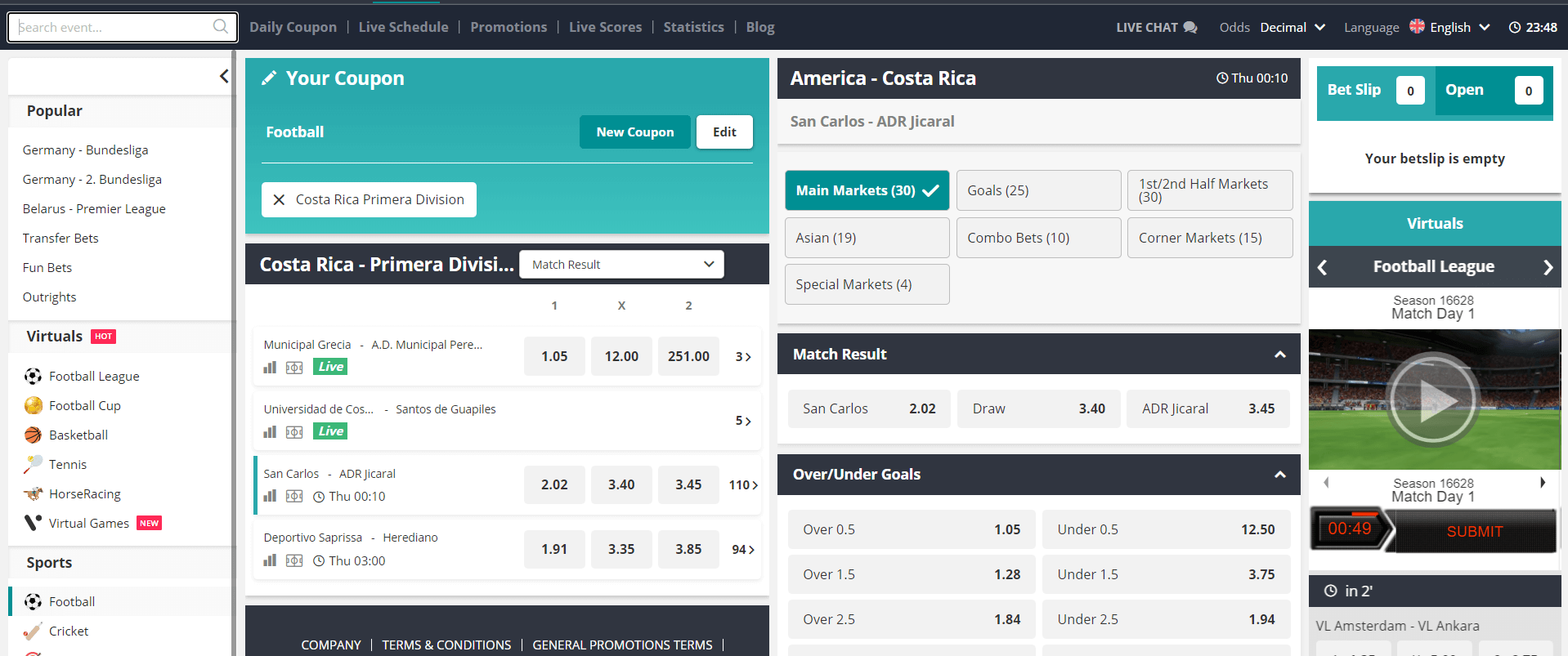 Novibet Pre-match Offer screenshot