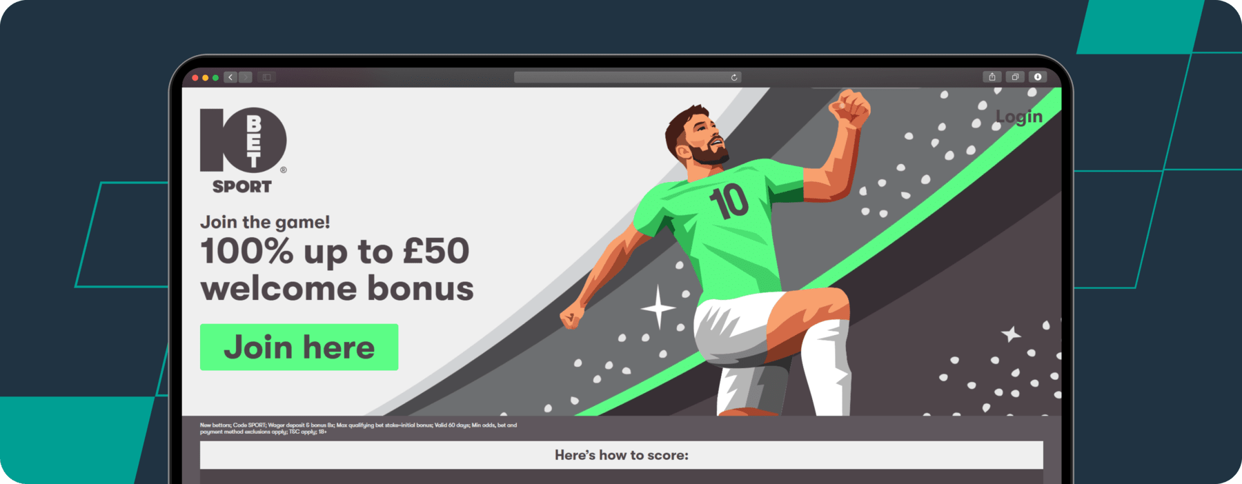 screenshot of 10bet sportsbook welcome offer